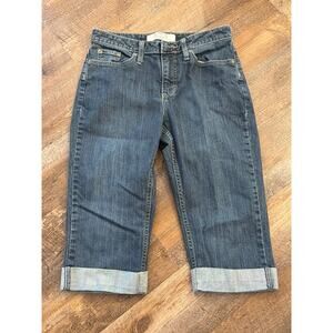 Merona Premium Denim Low Rise Cuffed Capri Jeans Size 8 Blue